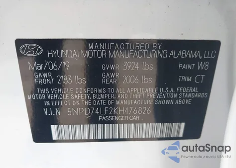 2019 Hyundai Elantra Se z USA, uszkodzony, nr VIN 5NPD74LF2KH476826